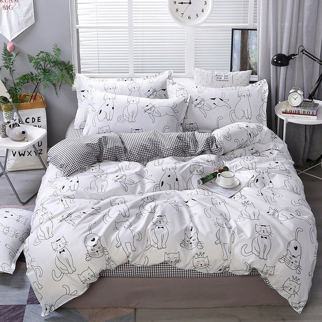 Solstice Cotton Pastoral Flower Cartoon Style Fashion Bedding Bed Linen Bed Sheet Duvet Cover Pillowcase 4pcs Bedding Sets/Queen