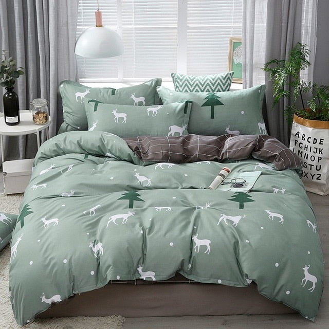 Solstice Cotton Pastoral Flower Cartoon Style Fashion Bedding Bed Linen Bed Sheet Duvet Cover Pillowcase 4pcs Bedding Sets/Queen