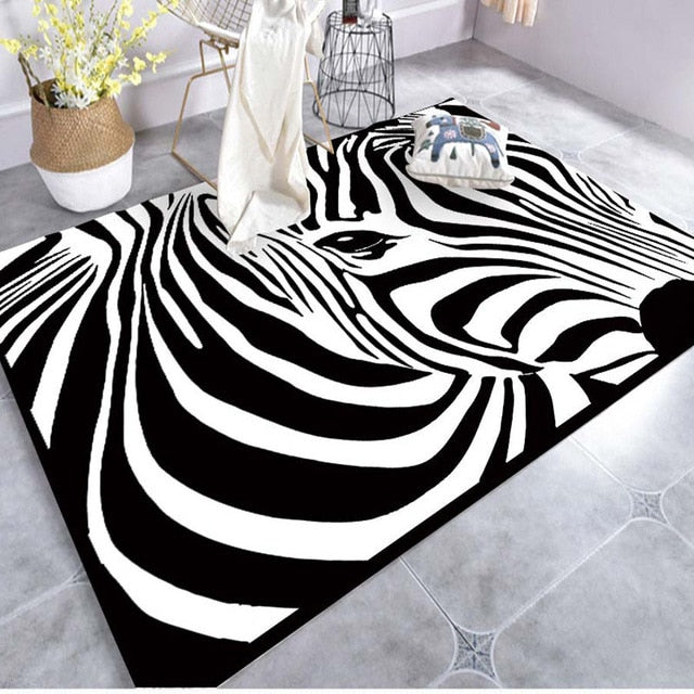 Creative Art Zebra Geometric Carpet For Living Room Bedroom Anti-slip Floor Mat Fashion Kitchen Carpet Area Rugs