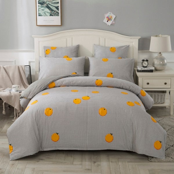 4/7pcs quilt cover sheet pillow comforter bedding set cotton euro pastel double side solid and flower printed bed set