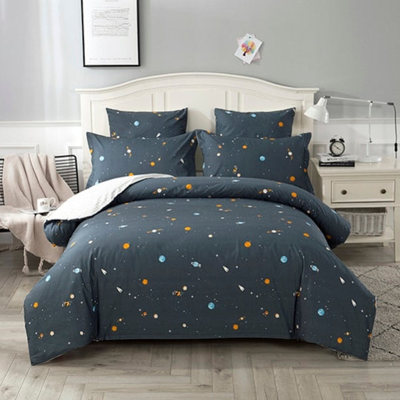 4/7pcs quilt cover sheet pillow comforter bedding set cotton euro pastel double side solid and flower printed bed set