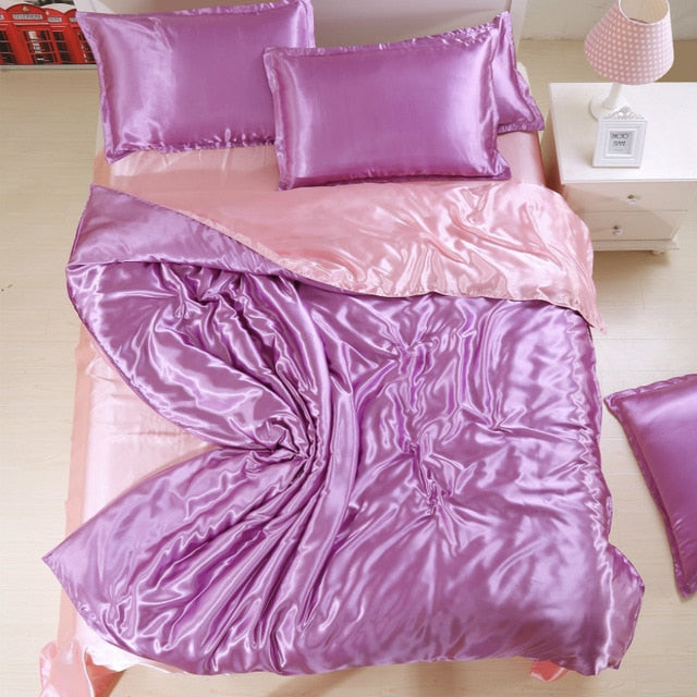 White Black Bedding Sets King Double Size Satin Silk Summer Used Single Bed Linen China Luxury Bedding Kit Duvet Cover Set