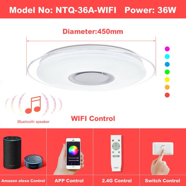 Modern LED ceiling Lights home chandelier lighing 25W 36W 52W APP Bluetooth Music light bedroom lamps Smart ceiling lamp