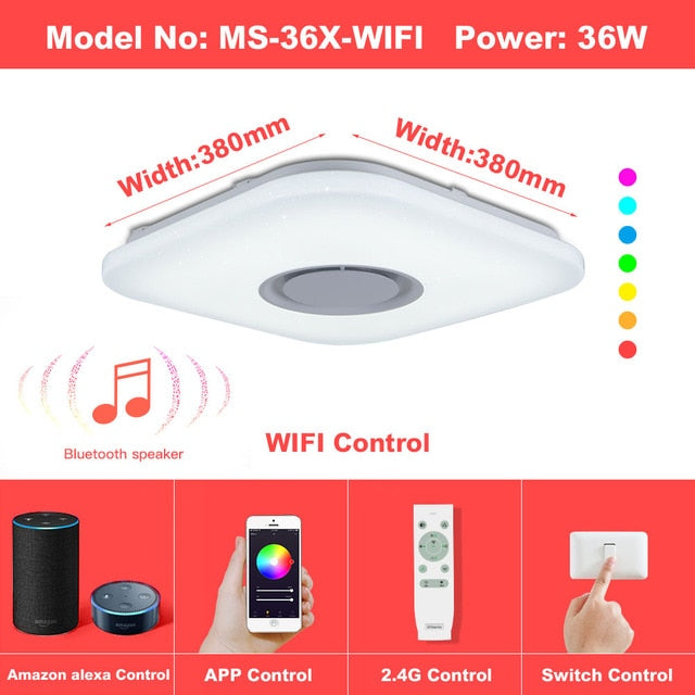 Modern LED ceiling Lights home chandelier lighing 25W 36W 52W APP Bluetooth Music light bedroom lamps Smart ceiling lamp
