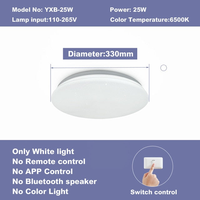 Modern LED ceiling Lights home chandelier lighing 25W 36W 52W APP Bluetooth Music light bedroom lamps Smart ceiling lamp