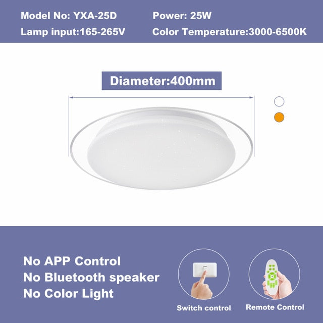 Modern LED ceiling Lights home chandelier lighing 25W 36W 52W APP Bluetooth Music light bedroom lamps Smart ceiling lamp