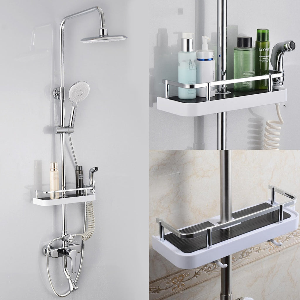 1pc Bathroom Shelf Shower Storage Rack Shampoo Holder Bath Towel Tray Single Tier Shower Head Holder Bathroom Accessories