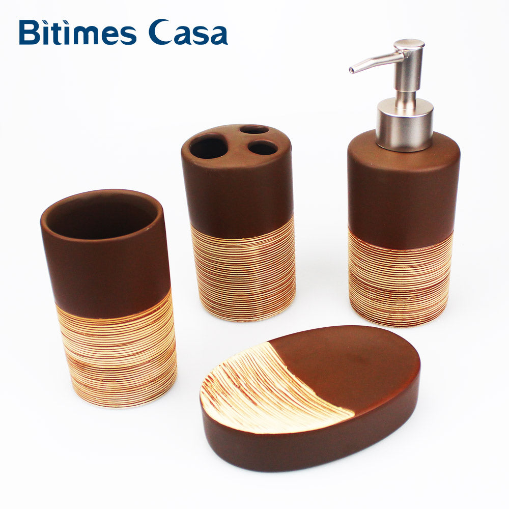 4pcs Porcelain Bathroom Set European Bathroom Ceramic Liquid Soap Dispenser  Porcelain Soap Toothbrush Holder Home Decoration