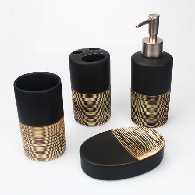 4pcs Porcelain Bathroom Set European Bathroom Ceramic Liquid Soap Dispenser  Porcelain Soap Toothbrush Holder Home Decoration