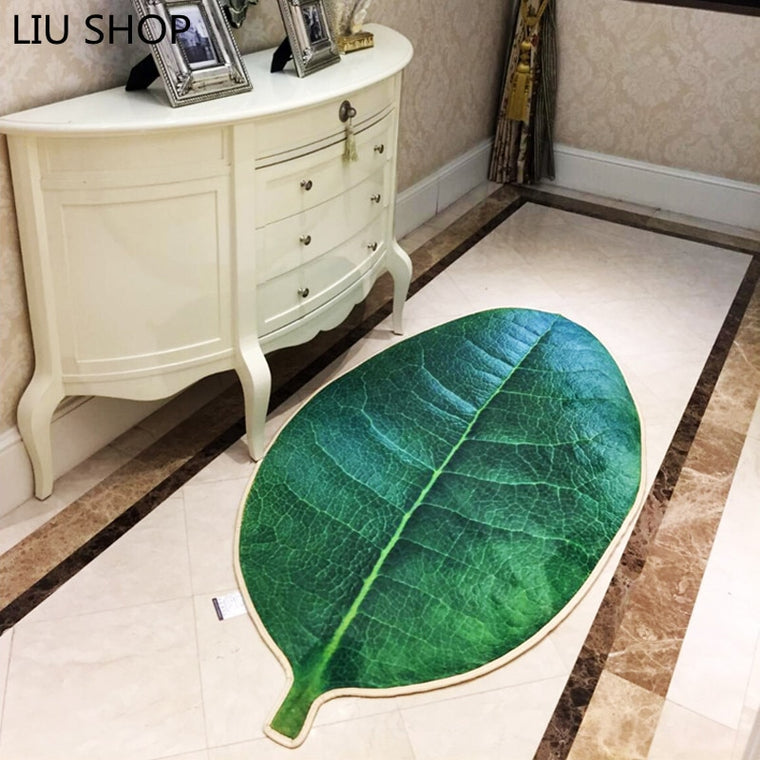 LIU Creative living room carpet simulation green tree leaves non slip floor rug bedroom long hallway bedroom kitchen floor mat