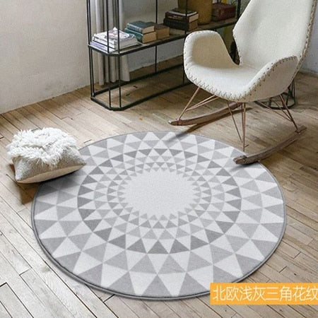 Geometric Flower Floor Carpet Rugs Nordic Style Children Carpet Living Room Tea Table Soft Bedroom Mat Non-Slip Round Decor Rug