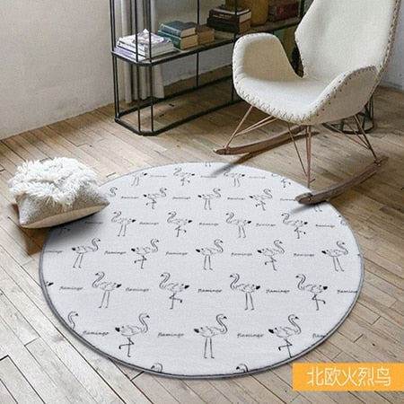 Geometric Flower Floor Carpet Rugs Nordic Style Children Carpet Living Room Tea Table Soft Bedroom Mat Non-Slip Round Decor Rug