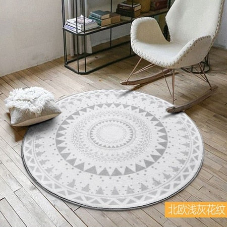 Geometric Flower Floor Carpet Rugs Nordic Style Children Carpet Living Room Tea Table Soft Bedroom Mat Non-Slip Round Decor Rug