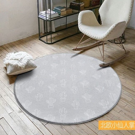 Geometric Flower Floor Carpet Rugs Nordic Style Children Carpet Living Room Tea Table Soft Bedroom Mat Non-Slip Round Decor Rug