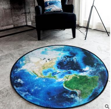 Nordic trend round suede carpet living room bedroom mat Planet earth moon rug bath fashion 60/80/100/120/150cm