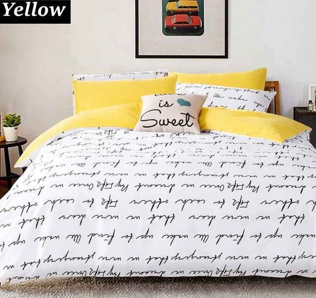 letter Printing Duvet Cover Sets King Activity Bedding sets RU USA Size,Quilt cover Sheet Set Bedroom Bedding Bed Linen Grey
