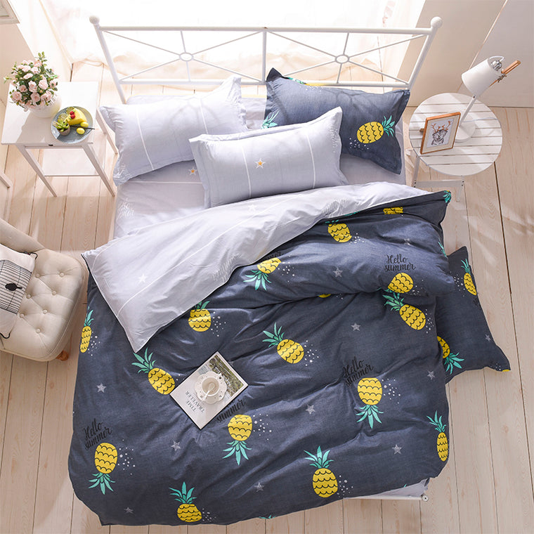 HOT sale Bedding Sets Pineapple Duvet Cover3/4pcs Cartoon new fashion Bed sheets Single Twin Full Queen Sizes