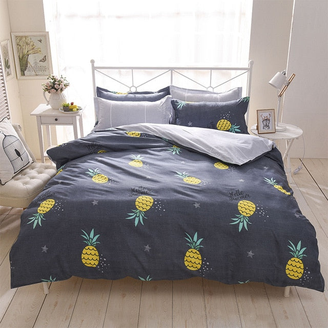 HOT sale Bedding Sets Pineapple Duvet Cover3/4pcs Cartoon new fashion Bed sheets Single Twin Full Queen Sizes