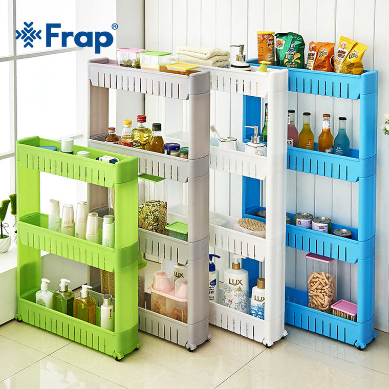 Frap Multipurpose Shelf with Removable Wheels Crack Rack Bathroom Storage Storage Rack Shelf Multi-layer Refrigerator Side Shelf