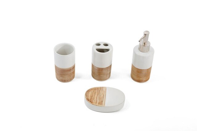 4pcs Porcelain Bathroom Set European Bathroom Ceramic Liquid Soap Dispenser  Porcelain Soap Toothbrush Holder Home Decoration