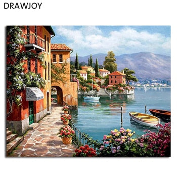 DRAWJOY Framed Pictures DIY Painting By Numbers Wall Art Acrylic Paintings Handpainted Home Decor For Living Room
