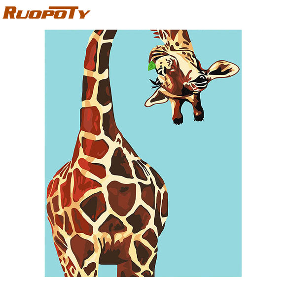 RUOPOTY Frame Abstract Giraffe DIY Painting By Numbers Animals Modern Wall Art Picture Unique Gift For Home Decors Artwork 40x50
