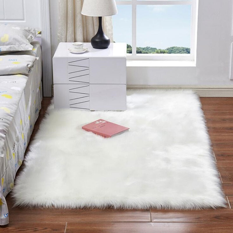 15 Colors Fashion Long Faux Fur Artificial Skin Rectangle/Square Fluffy Chair Seat Sofa Cover Carpet Mat Area Rug Living Bedroom