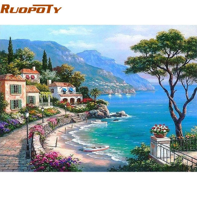 RUOPOTY Frame Tiger Animals DIY Painting By Numbers Wall Art Picture Acrylic Canvas Painting For Home Decoration Drop Shipping