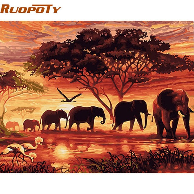 RUOPOTY Frame Tiger Animals DIY Painting By Numbers Wall Art Picture Acrylic Canvas Painting For Home Decoration Drop Shipping