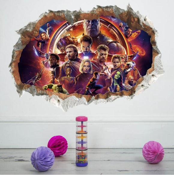 Wall Sticker 3D Avengers Stickers Decals Art Baby Nursery Home Decoration Captain America Kids Cartoon Poster
