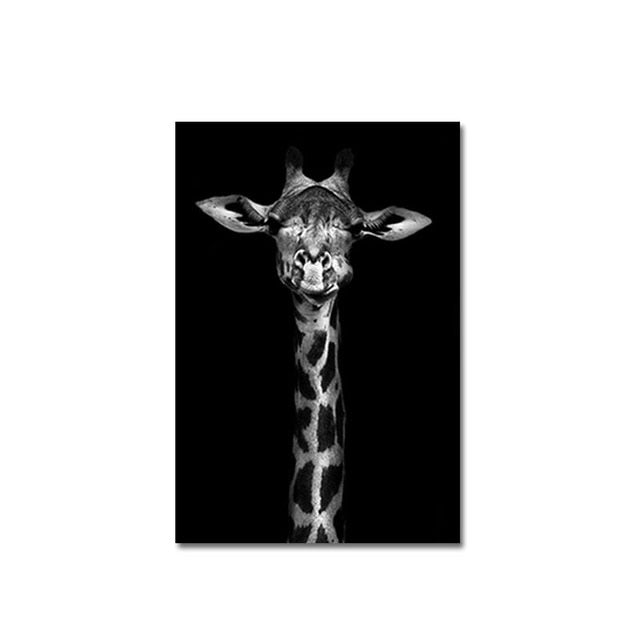 Nordic Canvas Art Painting Black White Giraffe Elephant Zebra Lion Print Animal Wall Art Poster Living Room Home Decor Painting