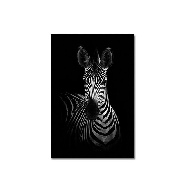 Nordic Canvas Art Painting Black White Giraffe Elephant Zebra Lion Print Animal Wall Art Poster Living Room Home Decor Painting