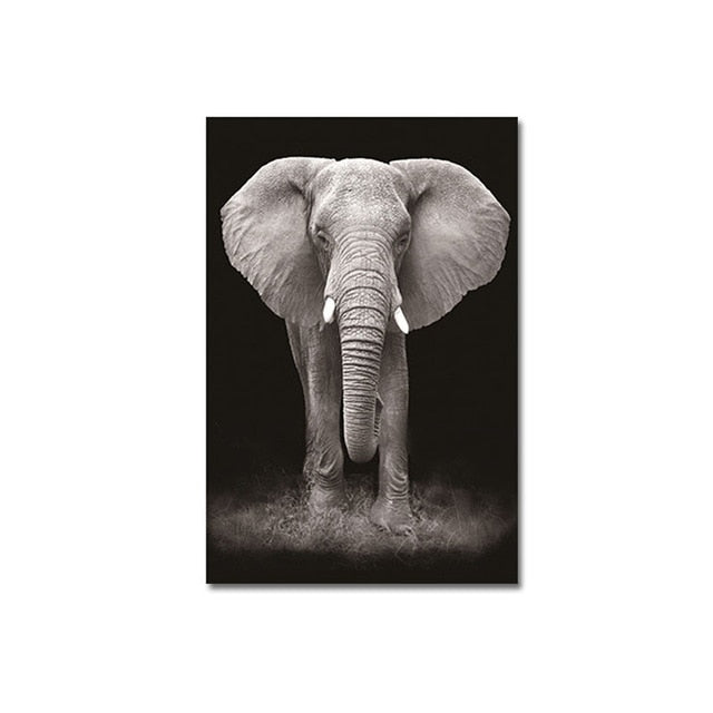 Nordic Canvas Art Painting Black White Giraffe Elephant Zebra Lion Print Animal Wall Art Poster Living Room Home Decor Painting