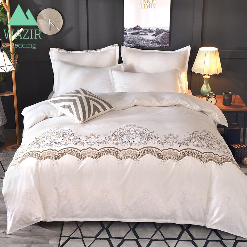 WAZIR Luxury Lace Solid Color Bedding Set 3pcs Duvet Cover set Pillowcases Bed Sheet Bedclothes comforter bedding sets bed linen