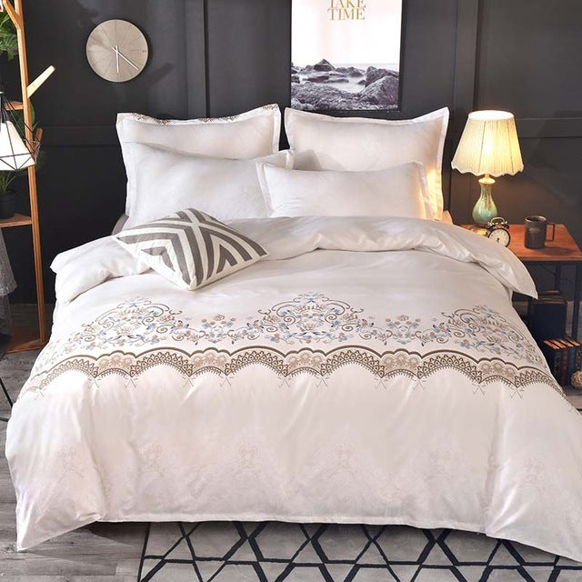 WAZIR Luxury Lace Solid Color Bedding Set 3pcs Duvet Cover set Pillowcases Bed Sheet Bedclothes comforter bedding sets bed linen