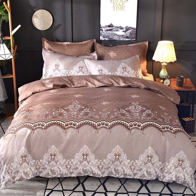 WAZIR Luxury Lace Solid Color Bedding Set 3pcs Duvet Cover set Pillowcases Bed Sheet Bedclothes comforter bedding sets bed linen
