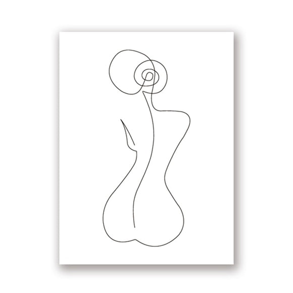 Abstract One-Line Feminine Figure Wall Art Canvas Posters Prints Minimalist Woman Fine Naked Painting Pictures Home Room Decor