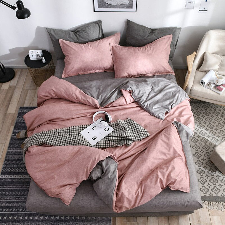 2019 New AB side bedding solid simple bedding set Modern duvet cover set king queen full twin bed linen brief bed flat sheet set