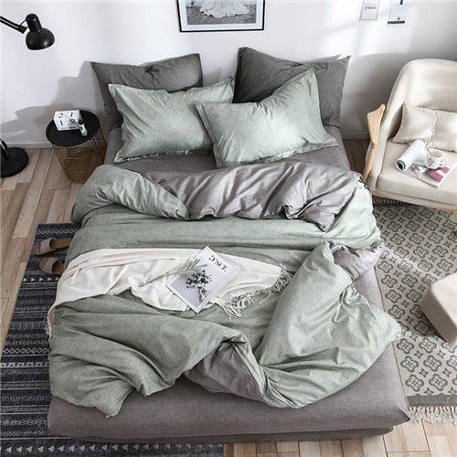 2019 New AB side bedding solid simple bedding set Modern duvet cover set king queen full twin bed linen brief bed flat sheet set