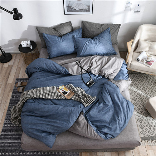 2019 New AB side bedding solid simple bedding set Modern duvet cover set king queen full twin bed linen brief bed flat sheet set