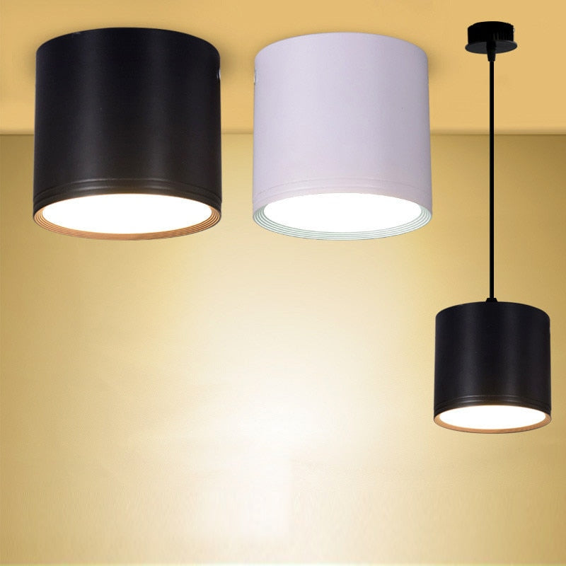 [DBF]LED Surface Mounted Ceiling Lamp with Wire Hanging 3W/5W/7W/10W/12W/15W White/Black AC85-265V Ceiling Spot Light Home Decor