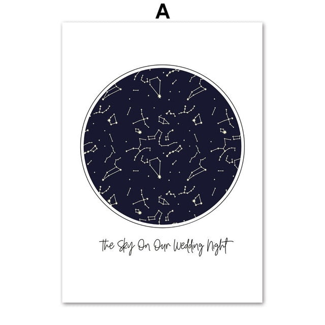 Custom Star Map Constellation Chart Wall Art Canvas Painting Nordic Posters And Prints Wall Pictures For Living Room Home Decor