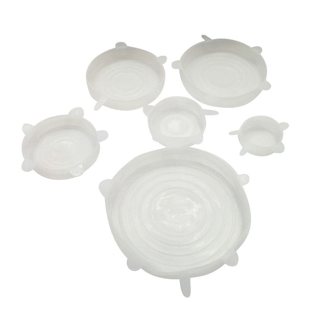 6pcs Reusable silicon stretch lids universal lid Silicone food wrap bowl pot lid silicone cover pan cooking Kitchen Stoppers