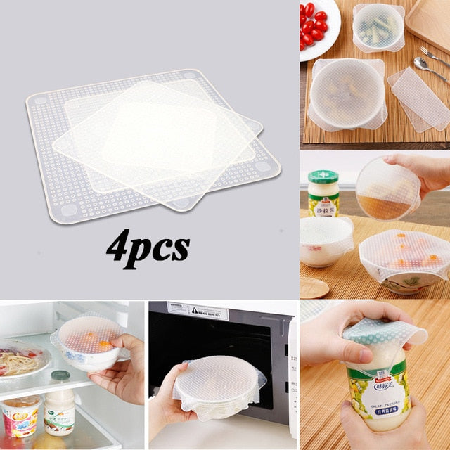 6pcs Reusable silicon stretch lids universal lid Silicone food wrap bowl pot lid silicone cover pan cooking Kitchen Stoppers