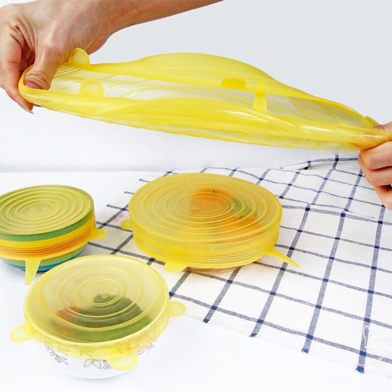 6pcs Reusable silicon stretch lids universal lid Silicone food wrap bowl pot lid silicone cover pan cooking Kitchen Stoppers