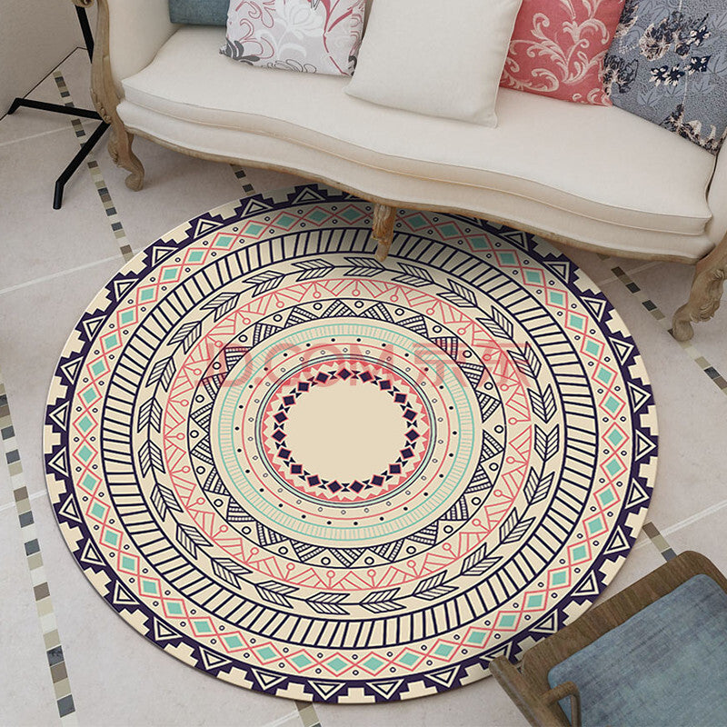 Mandala Retro Ethnic Fashion Kitchen Bathroom Anti Slip round Rugs Home Entrance round floor carpet Door Mat tapis Decoration