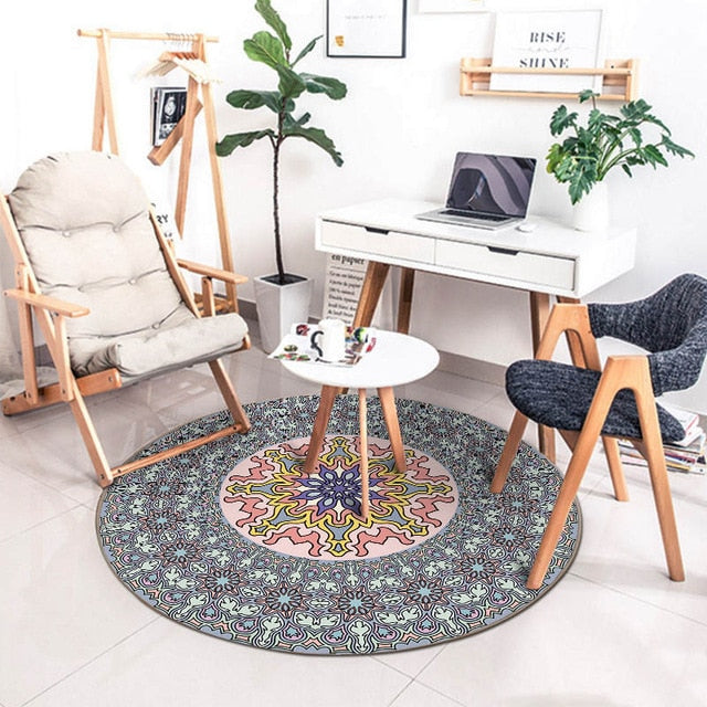 Mandala Retro Ethnic Fashion Kitchen Bathroom Anti Slip round Rugs Home Entrance round floor carpet Door Mat tapis Decoration