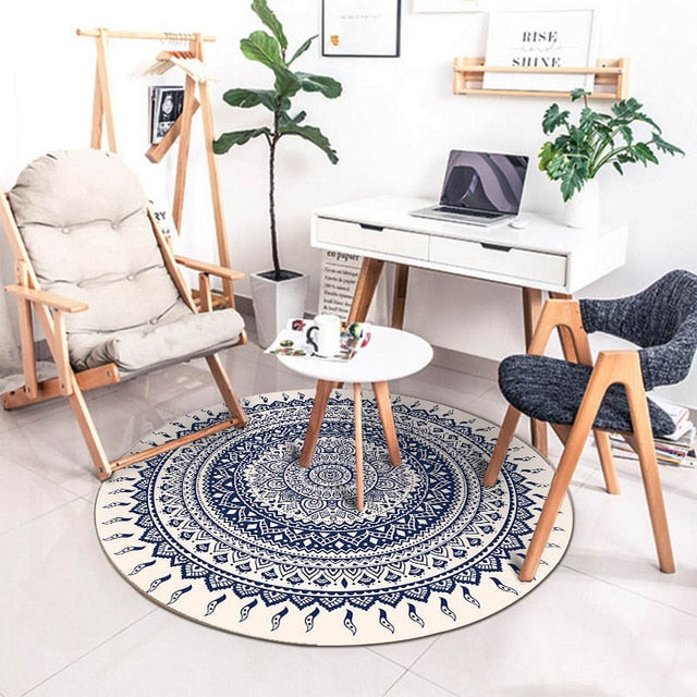 Mandala Retro Ethnic Fashion Kitchen Bathroom Anti Slip round Rugs Home Entrance round floor carpet Door Mat tapis Decoration