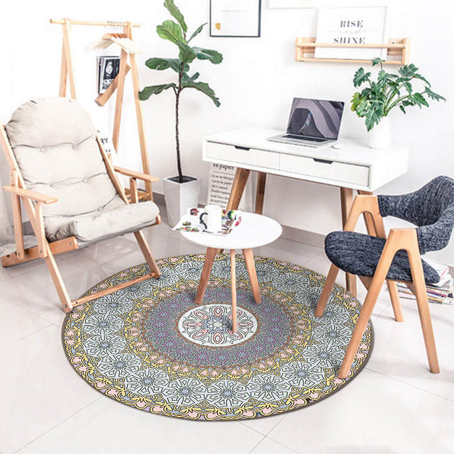 Mandala Retro Ethnic Fashion Kitchen Bathroom Anti Slip round Rugs Home Entrance round floor carpet Door Mat tapis Decoration