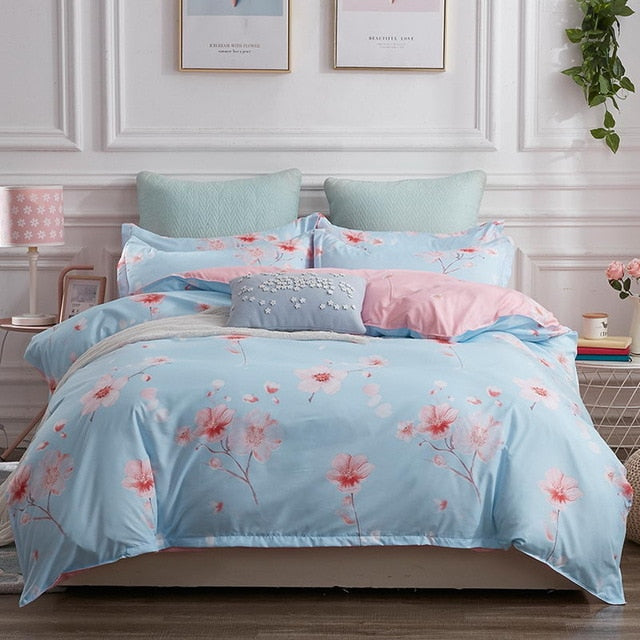 3/4 pcs Luxury Comforter Bedding Sets Geometric Pattern Bed Linen Cotton/Polyester Duvet Cover Bed Sheet Pillowcases Cover Set